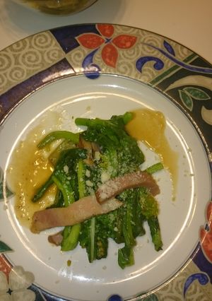 菜の花とベーコンのバター炒め-レシピのメイン写真