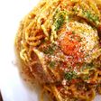 簡単TKP♪玉ねぎのカレー卵かけパスタ