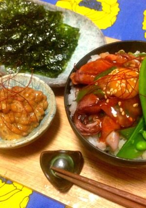ホタルイカの釜揚げ 韓国風ユッケ丼-レシピのメイン写真