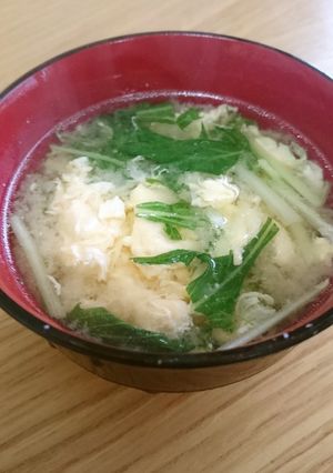 5分で完成♪水菜とたまごで簡単お味噌汁-レシピのメイン写真