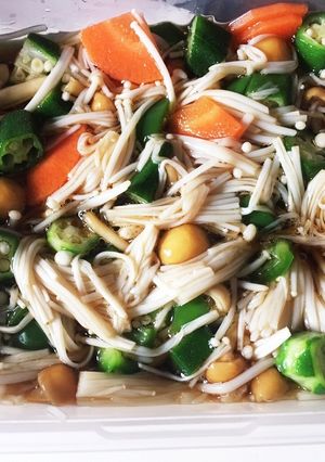 超簡単！野菜とキノコのねばねばぶっかけ！-レシピのメイン写真