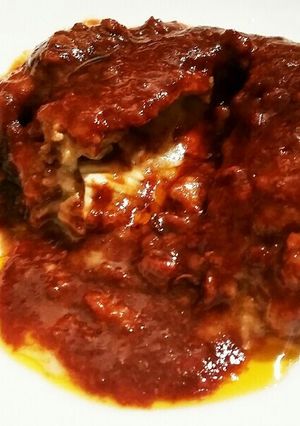 鶏挽肉チーズinハンバーグ赤ワインソース-レシピのメイン写真
