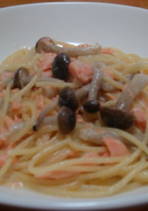 サーモンときのこのクリームパスタ♪-レシピのメイン写真