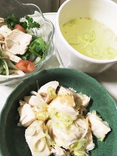鶏スープ&蒸し鶏イミダペプチドで疲労回復-レシピのメイン写真