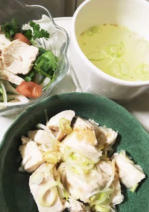鶏スープ&蒸し鶏イミダペプチドで疲労回復-レシピのメイン写真