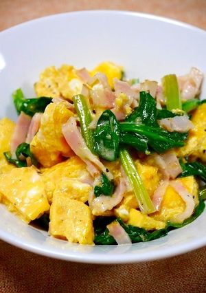 レンジで簡単！ふわ卵ベーコンほうれん草-レシピのメイン写真