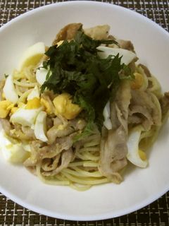 豚肉とゆで卵のパスタ-レシピのメイン写真