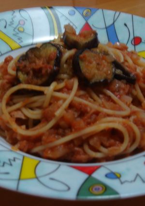 なすとツナのバジルトマトソースパスタ♪-レシピのメイン写真