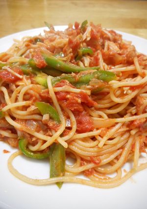 ツナとピーマンとえのきとトマトのパスタ-レシピのメイン写真