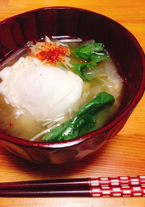お婆ちゃん直伝味噌汁♫卵落とし-レシピのメイン写真