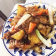 パリパリ鶏皮と根菜の甘酢炒め