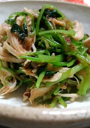 三つ葉とささみのサッパリ梅肉おかか和え-レシピのメイン写真