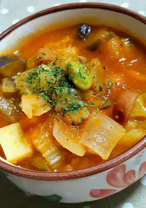お野菜たっぷり　食べるミネストローネ-レシピのメイン写真