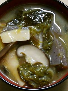 和食*ワカメと蒟蒻 チンゲン菜のお味噌汁-レシピのメイン写真
