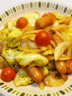 春野菜・ウインナーのカレー風味炒め-レシピのメイン写真