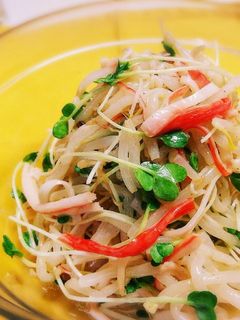 もやしとカイワレとカニカマのお手軽サラダ-レシピのメイン写真