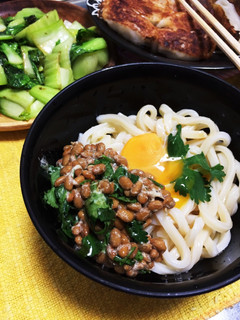 パクチー納豆♡ぶっかけうどん♡-レシピのメイン写真