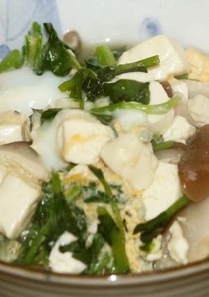 クレソン椎茸絹ごし豆腐でほっこり!-レシピのメイン写真