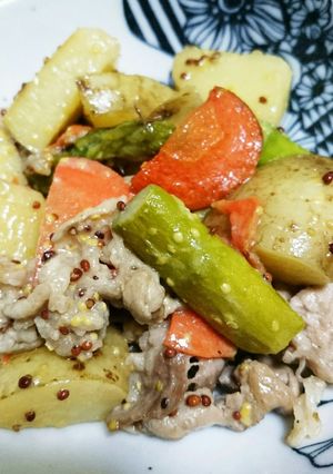 豚肉と春の彩り野菜マスタード炒め-レシピのメイン写真