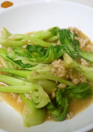 青梗菜とひき肉の味噌とろみ炒め-レシピのメイン写真
