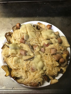 そうめんと冷蔵庫の残りでピザぽい?-レシピのメイン写真