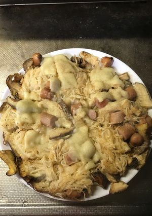 そうめんと冷蔵庫の残りでピザぽい？-レシピのメイン写真