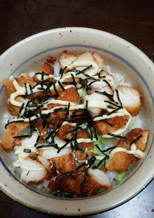 マヨネーズと唐揚げ丼(^^)/-レシピのメイン写真