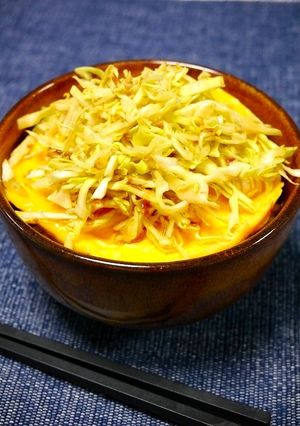 レンジで簡単！たっぷりキャベツのふわ卵丼-レシピのメイン写真