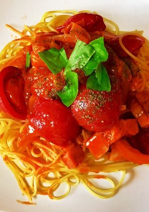 春♡トマトと新タマとベーコンのパスタ！-レシピのメイン写真