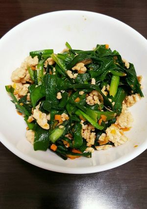 ニラとひき肉のラー油炒め-レシピのメイン写真