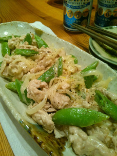 豚肉とスナップえんどうのマヨチーズ炒め-レシピのメイン写真