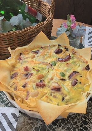 たことお豆の柚子胡椒キッシュ-レシピのメイン写真