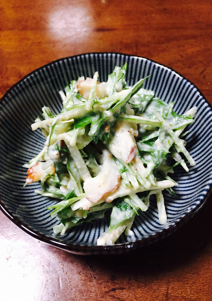 ゆず胡椒が香る水菜とちくわの白和えサラダ-レシピのメイン写真