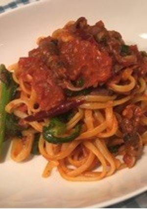 ホタルイカと菜の花のトマトソースパスタ-レシピのメイン写真