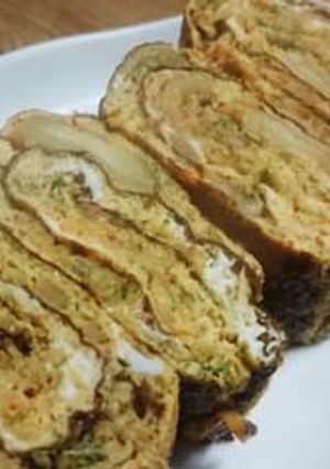 お弁当のおかず：キムチ・青海苔入り卵焼き-レシピのメイン写真