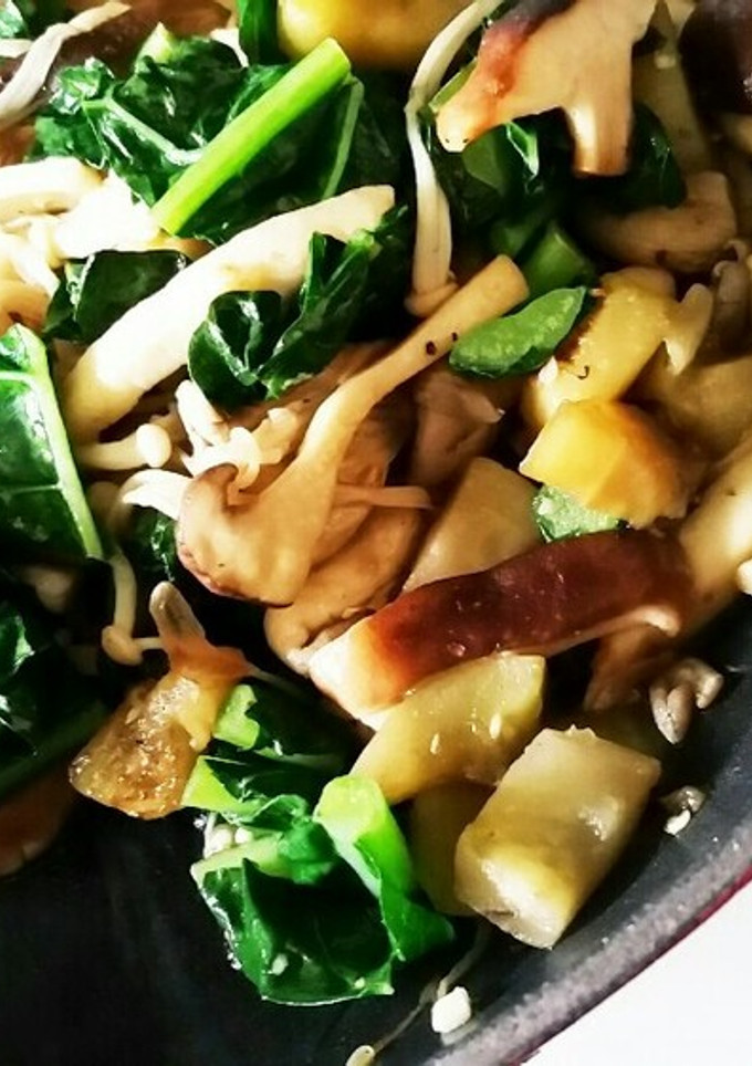 キノコと青菜と茄子の炒め物　常備菜-レシピのメイン写真