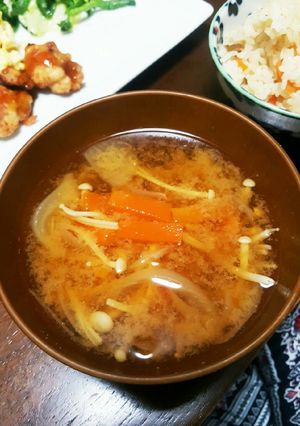 人参とえのき★味噌汁-レシピのメイン写真