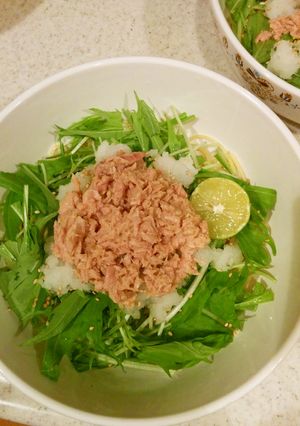 ツナと大根おろしと水菜のスパゲティ-レシピのメイン写真
