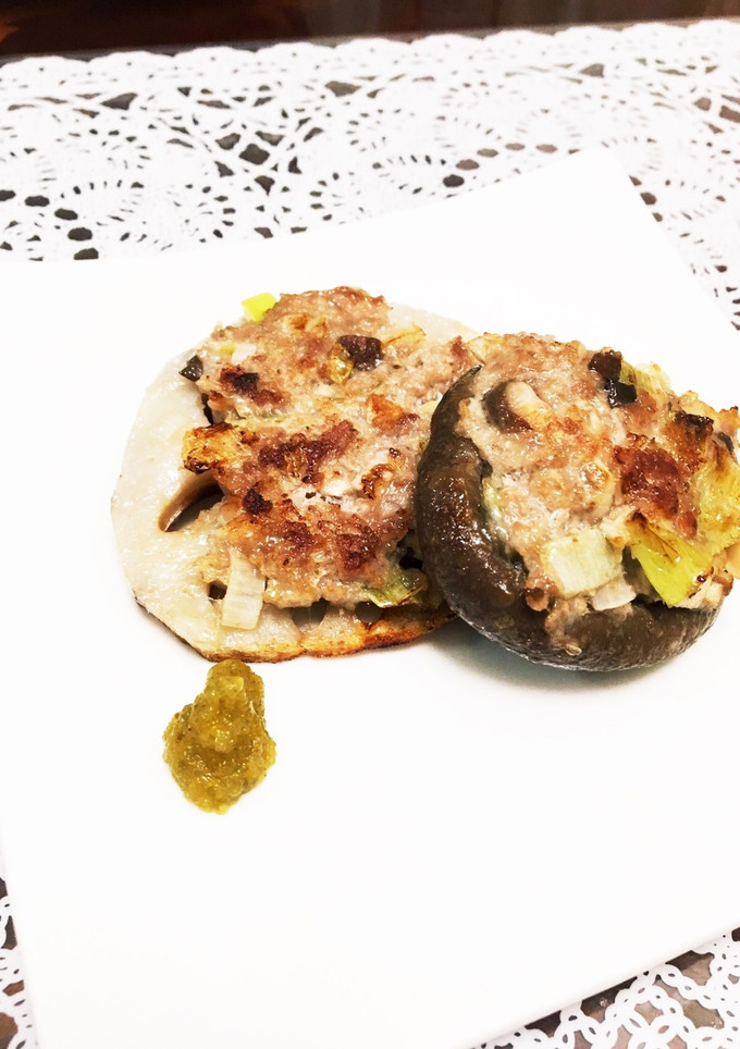 蓮根と椎茸の豚ひき肉焼き お弁当にも-レシピのメイン写真