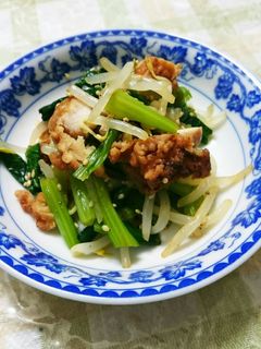 鶏のから揚げと小松菜ともやしのおひたし☆-レシピのメイン写真