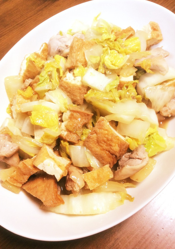 白菜と厚揚げと鶏肉のオイスターソース煮-レシピのメイン写真