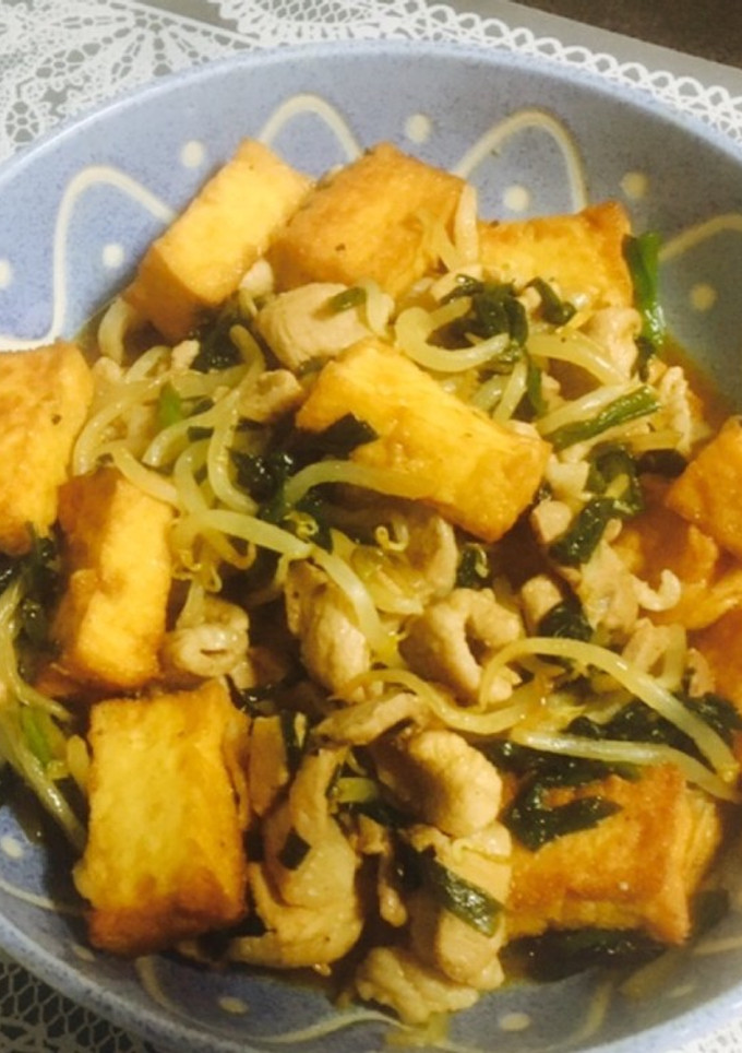 絹ごし厚揚げと野菜の手羽先タレ炒め-レシピのメイン写真