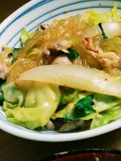 豚肉と春雨、キャベツのピリ辛炒め-レシピのメイン写真