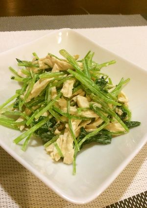 みつ葉と鶏肉のわさびマヨ和え-レシピのメイン写真