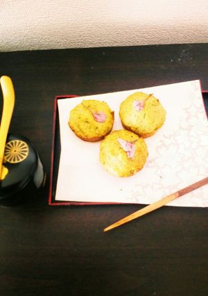 春のめぐみの桜茶カップケーキ-レシピのメイン写真