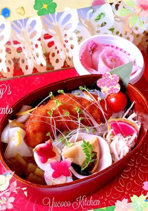 チキンカツ甘辛ソース 春惣菜弁当-レシピのメイン写真