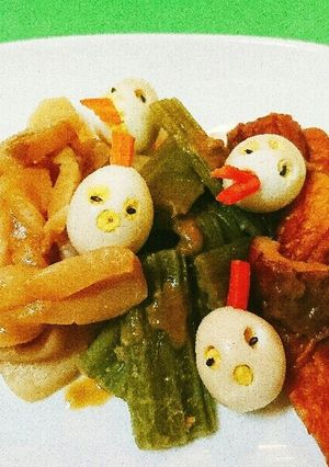 ☆こんにゃく・ふき・うずらの玉子味噌煮物-レシピのメイン写真