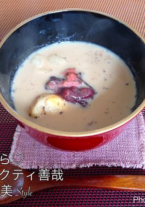 さくら♡豆乳ミルクティぜんざい-レシピのメイン写真