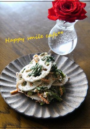 しゃきしゃき蓮根と春菊のサラダ！-レシピのメイン写真