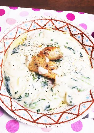 フライパン一つでパスタ鮭のムニエル添-レシピのメイン写真